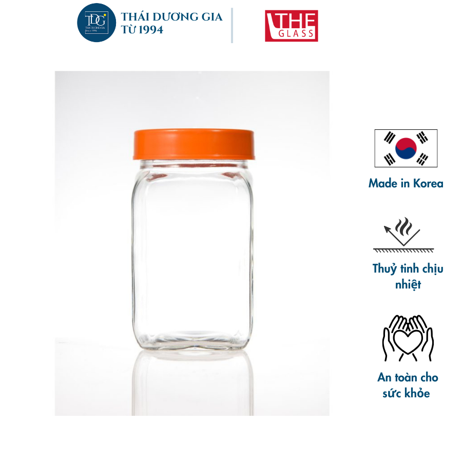 Lọ đựng thủy tinh chữ nhật Hàn Quốc The Glass 1L I714 - Thái Dương Gia