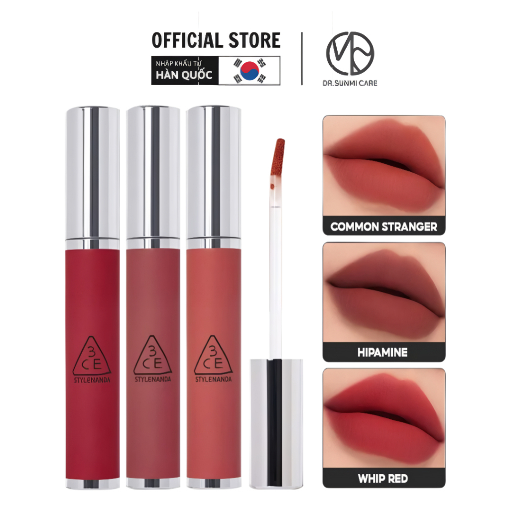Son Kem Lì 3CE Hazy Lip Clay 4g Hipamine Mauv Brown Whip Red Common ...
