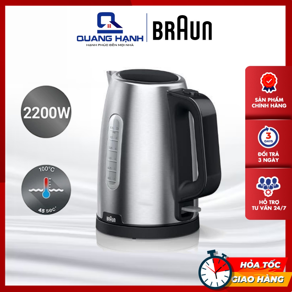Ấm siêu tốc Braun WK1500BK 2200W 1.7L | Bảo hành 2 năm chính hãng
