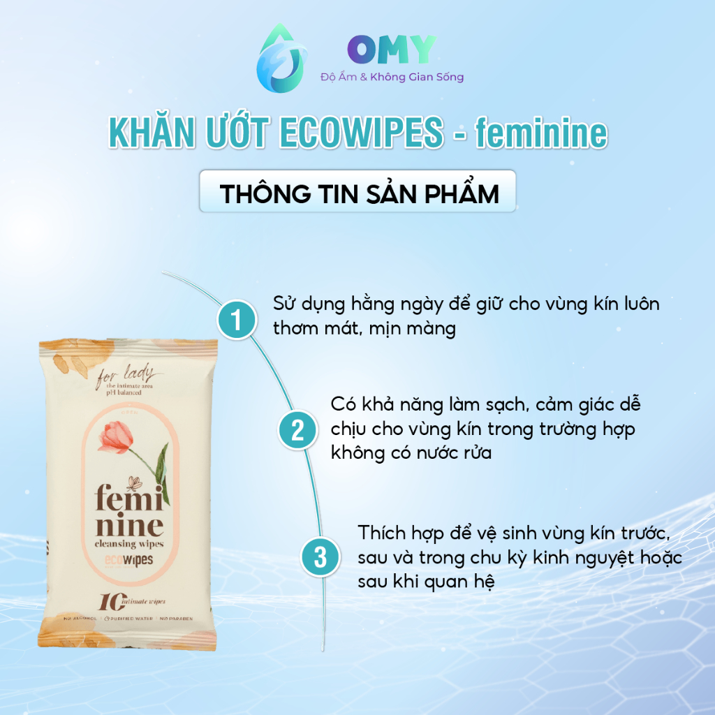 Khăn Giấy Vệ Sinh Phụ Nữ Ecowipes nhỏ  gọn, kháng khuẩn khử mùi an toàn tiện lợi