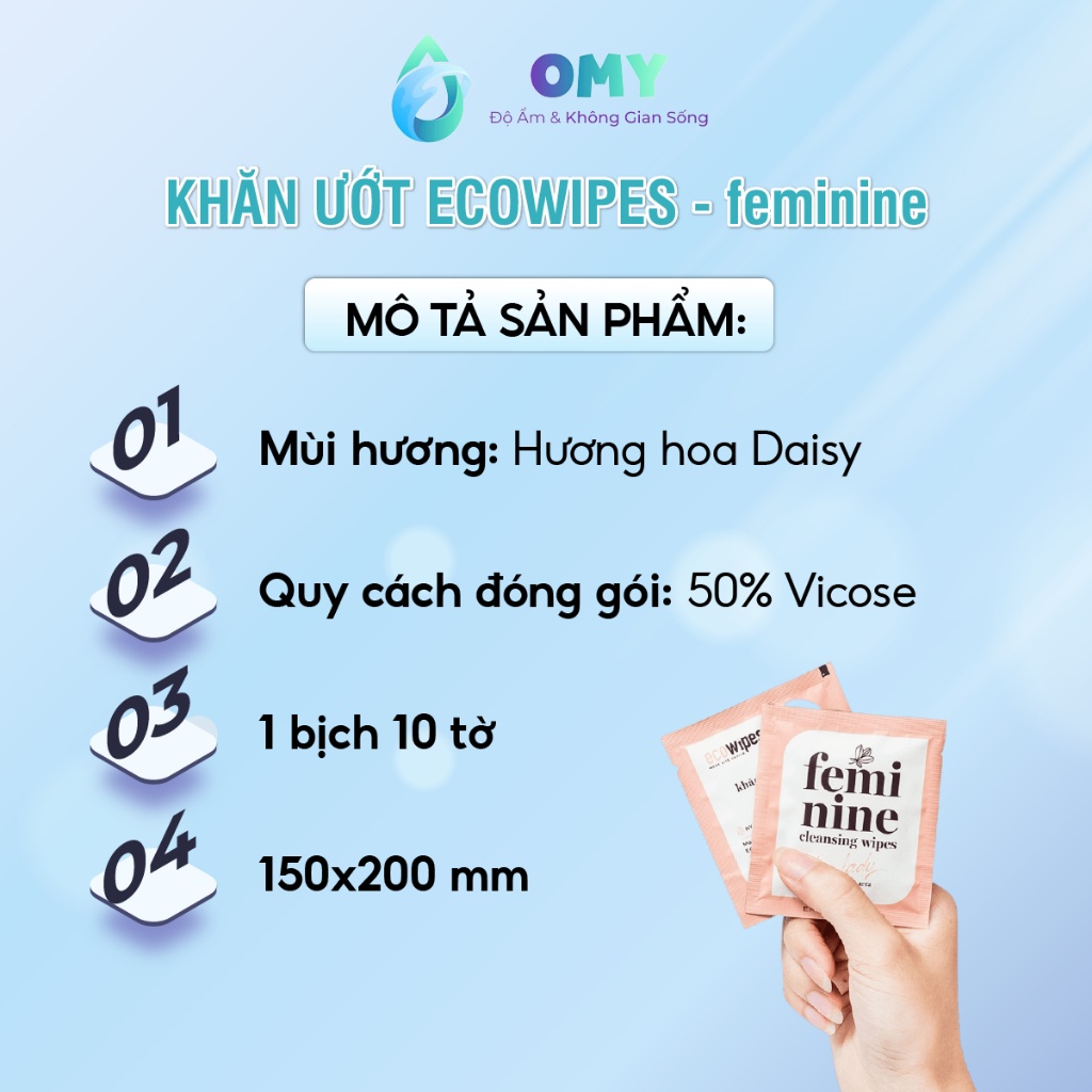 Khăn Giấy Vệ Sinh Phụ Nữ Ecowipes nhỏ  gọn, kháng khuẩn khử mùi an toàn tiện lợi