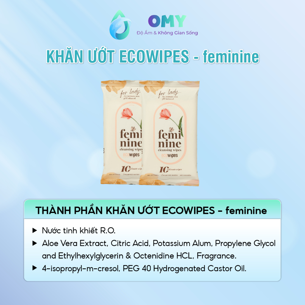 Khăn Giấy Vệ Sinh Phụ Nữ Ecowipes nhỏ  gọn, kháng khuẩn khử mùi an toàn tiện lợi