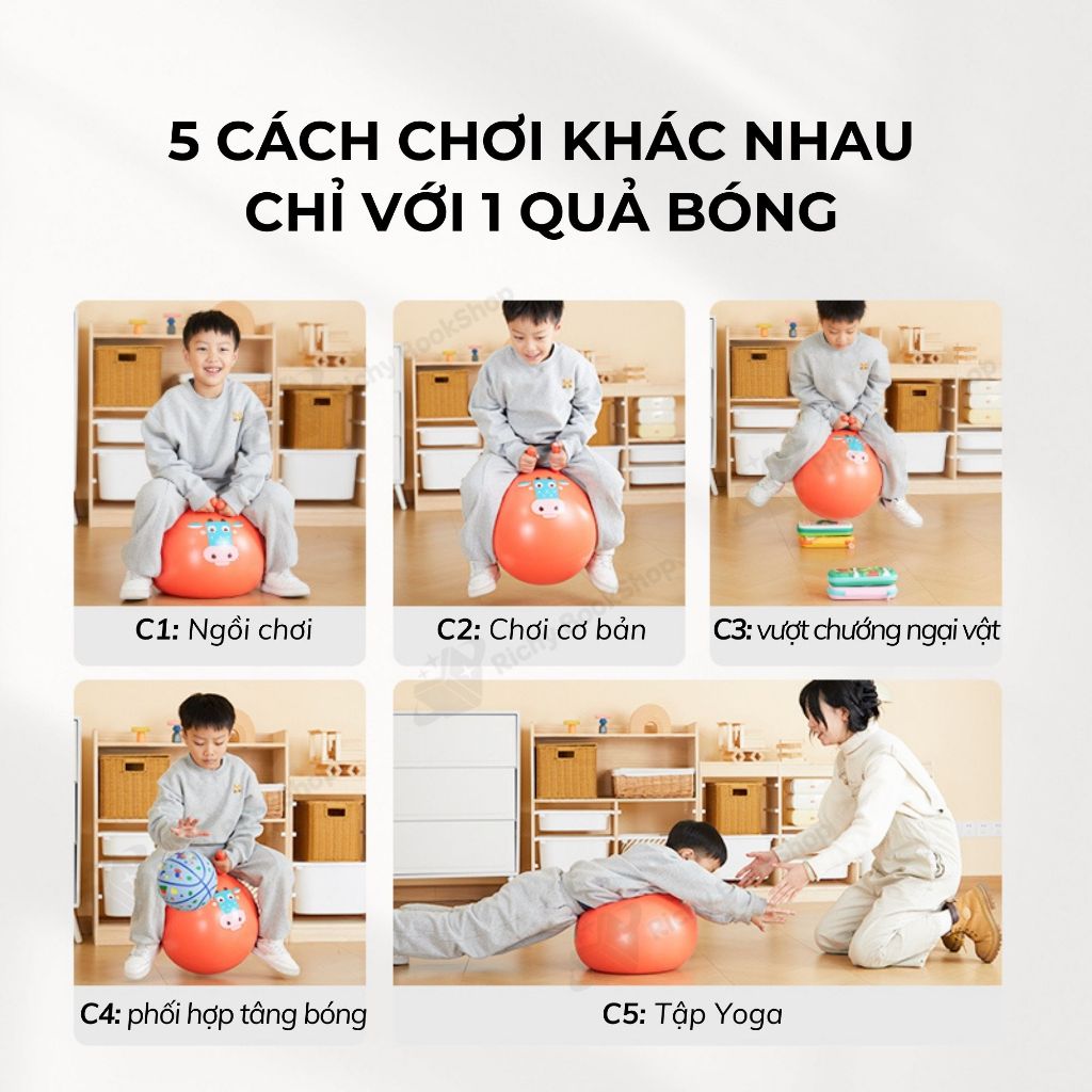 Bóng nhún có tay cầm Mideer Sensory Training Bounce Ball, Bóng nhún rèn luyện giác quan cho bé