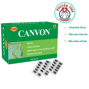 CANVON hỗ trợ giảm mỡ máu, tốt cho tim mạch, giảm nguy cơ xơ vữa động mạch hộp 60 viên