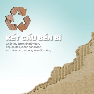 Nhà cho mèo PetQ, Nhà giấy carton cào móng cho mèo, Chất liệu bền bỉ, Thiết kế xinh xắn,decor phòng