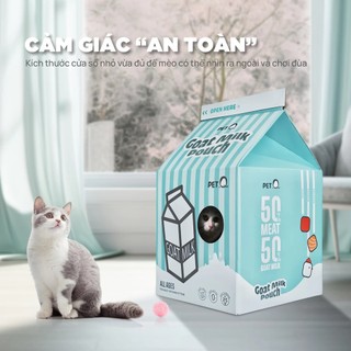 Nhà cho mèo PetQ, Nhà giấy carton cào móng cho mèo, Chất liệu bền bỉ, Thiết kế xinh xắn,decor phòng