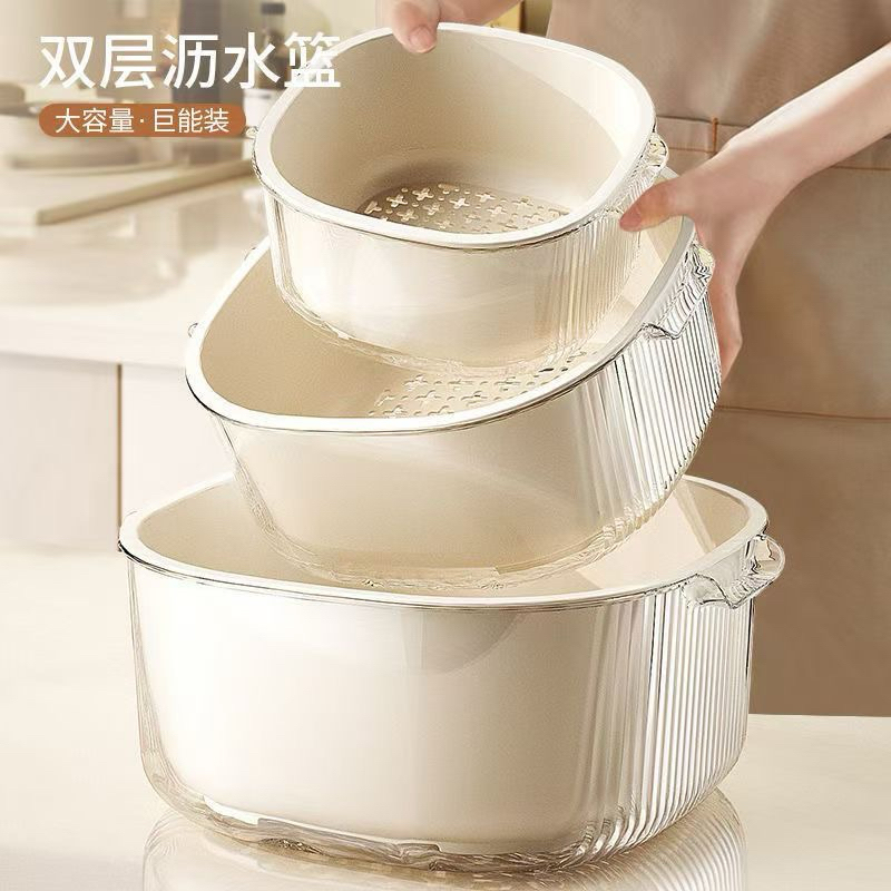 Set 6 món chậu, rổ rửa hoa quả thoát nước