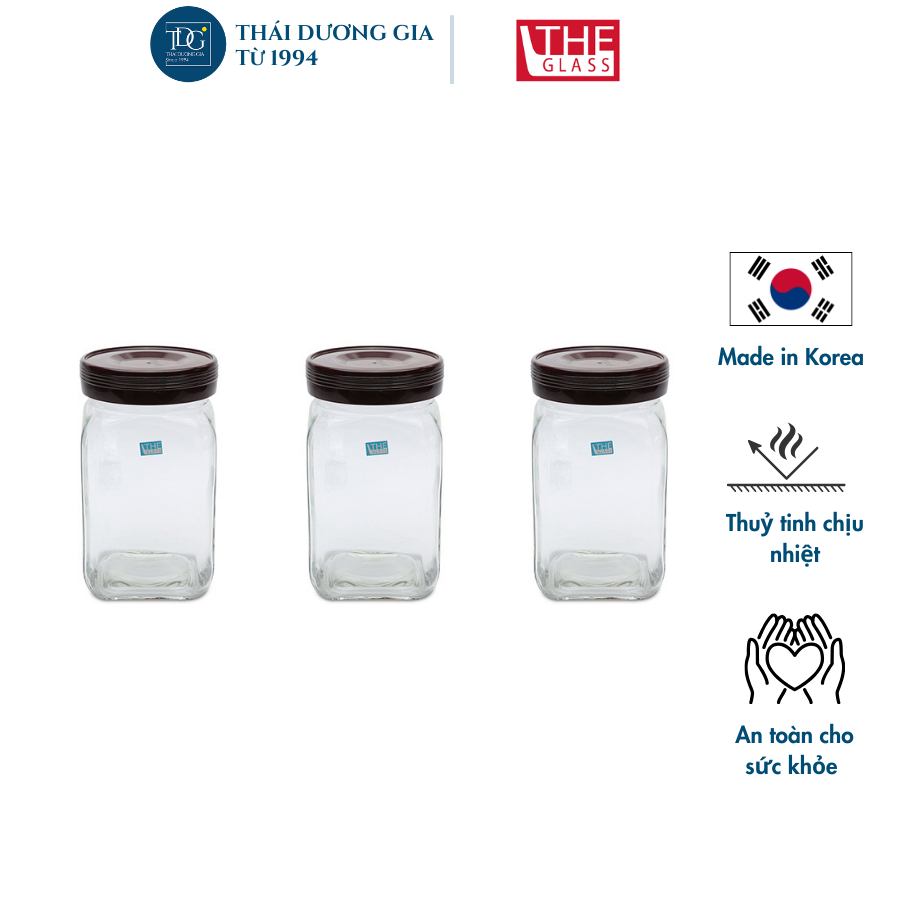 Bộ lọ đựng thủy tinh 3 chiếc – 1375ml Hàn Quốc The Glass – GIA23AA | Thái Dương Gia