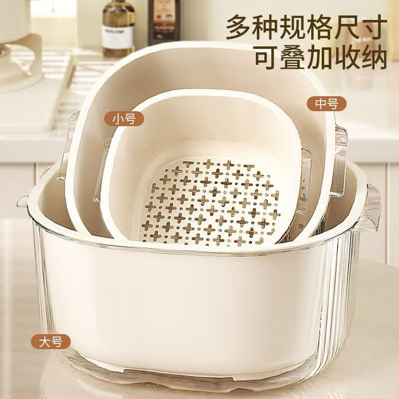Set 6 món chậu, rổ rửa hoa quả thoát nước