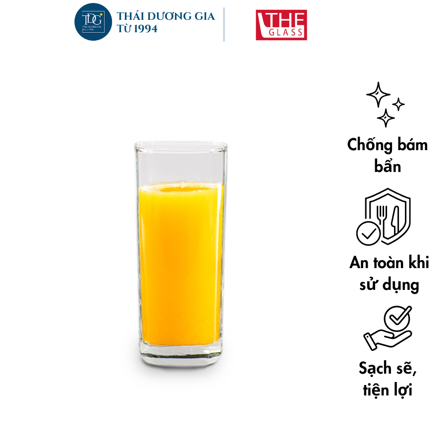 Bộ 6 cốc thủy tinh cao vuông miệng 355ml Hàn Quốc The Glass - B144 | Thái Dương Gia