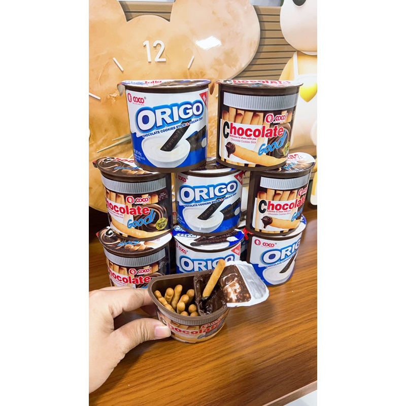 Hộp 12 Cốc Bánh Quy Bơ Que Chocolate Chấm Sốt CoCo (40gr/ cốc)