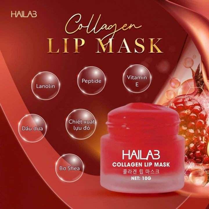 Son ủ môi lựu đỏ Haila3 mềm căng bóng đôi môi hủ 10g
