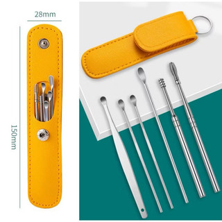 Bộ Dụng Cụ Lấy Ráy Tai 6 Món Tiện Lợi Làm Bằng Thép Không Gỉ. Chăm Sóc Tai Chuyên Nghiệp
