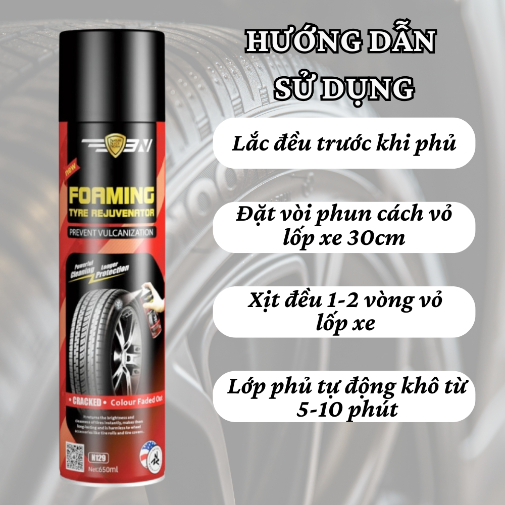 Dưỡng Bóng Lốp Ô Tô/ Dưỡng Lốp Ô Tô/ Xịt Bóng Lốp Ô Tô/ Bóng Lốp Ô Tô - 3N-650ml