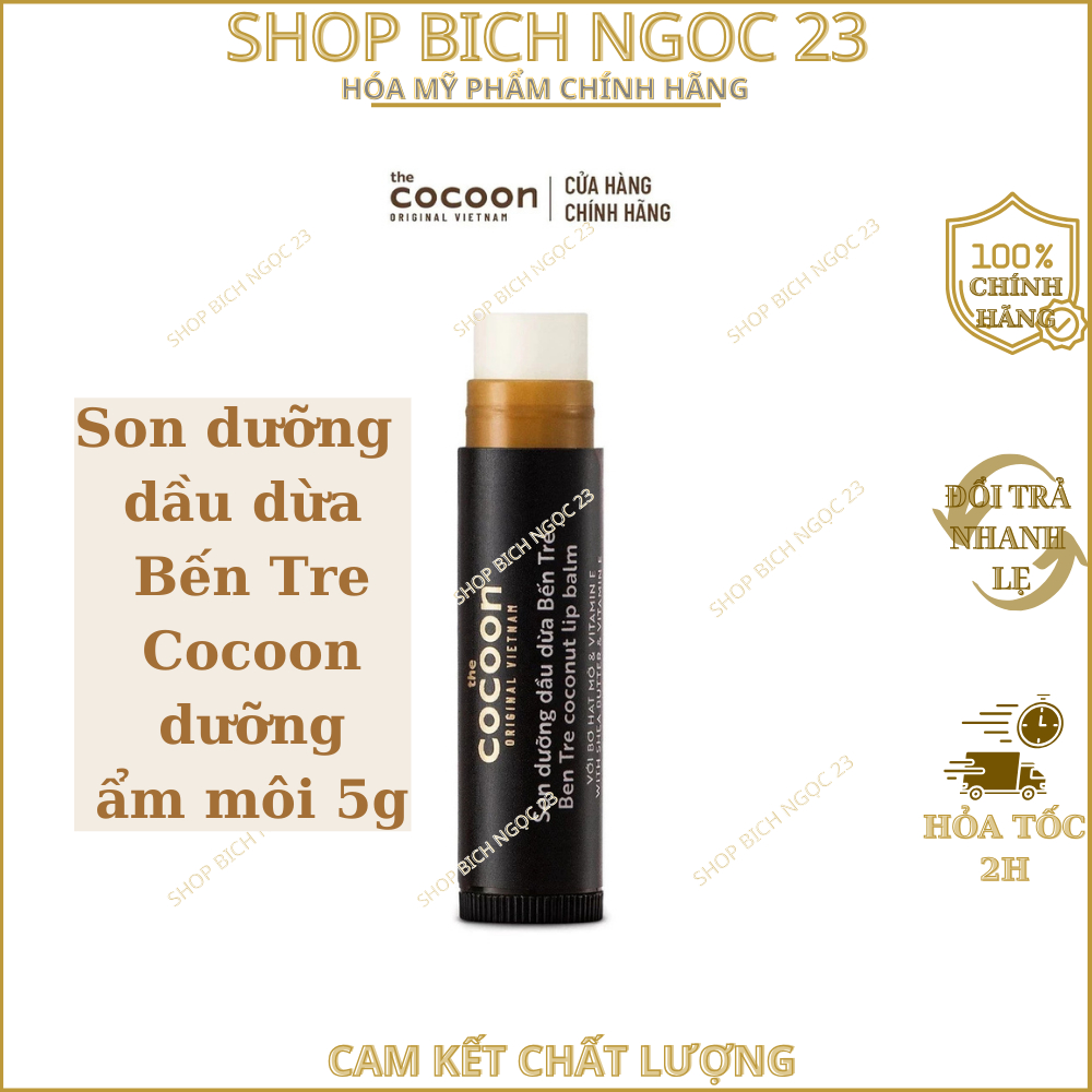 Son dưỡng môi chống thâm dầu dừa Bến Tre Cocoon 5g
