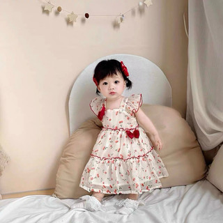 Váy bé gái tay cánh tiên phối nơ xòe tầng cao cấp D1022 Bí Ngô Nhỏ