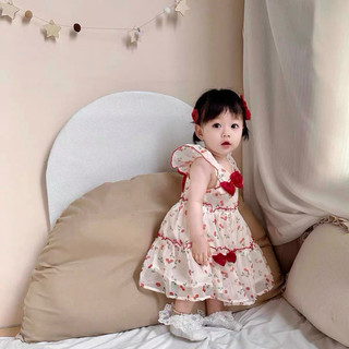 Váy bé gái tay cánh tiên phối nơ xòe tầng cao cấp D1022 Bí Ngô Nhỏ
