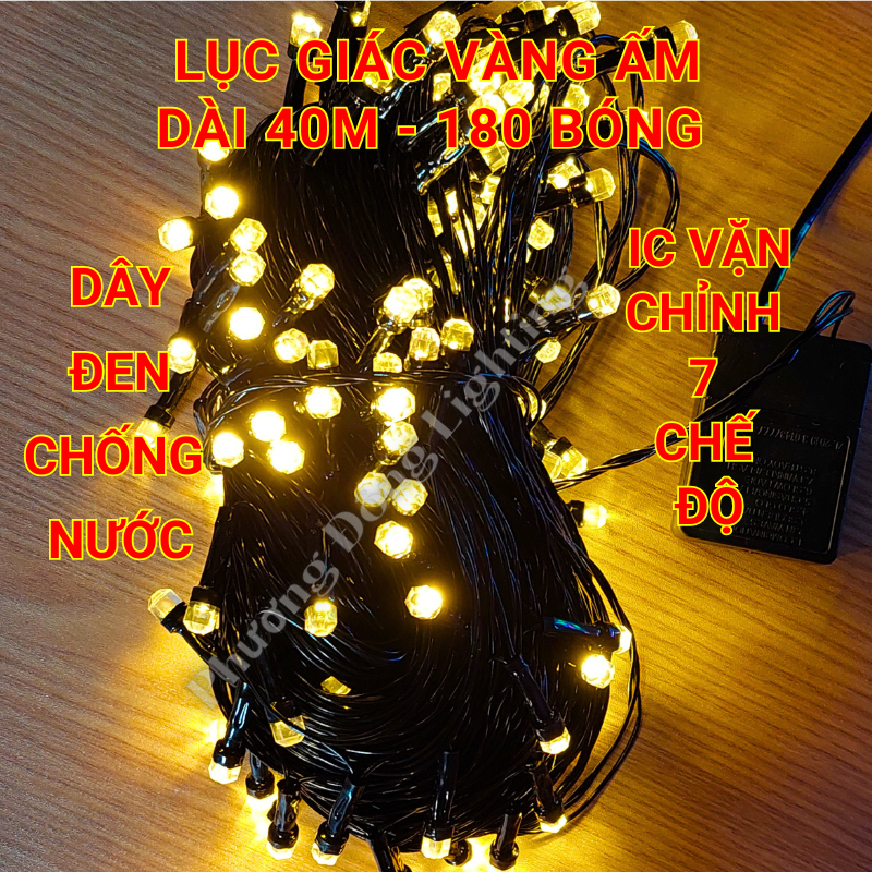Dây đèn LED chớp Lục Giác  40m - 180 bóng Trang trí Noel - Lễ - Tết