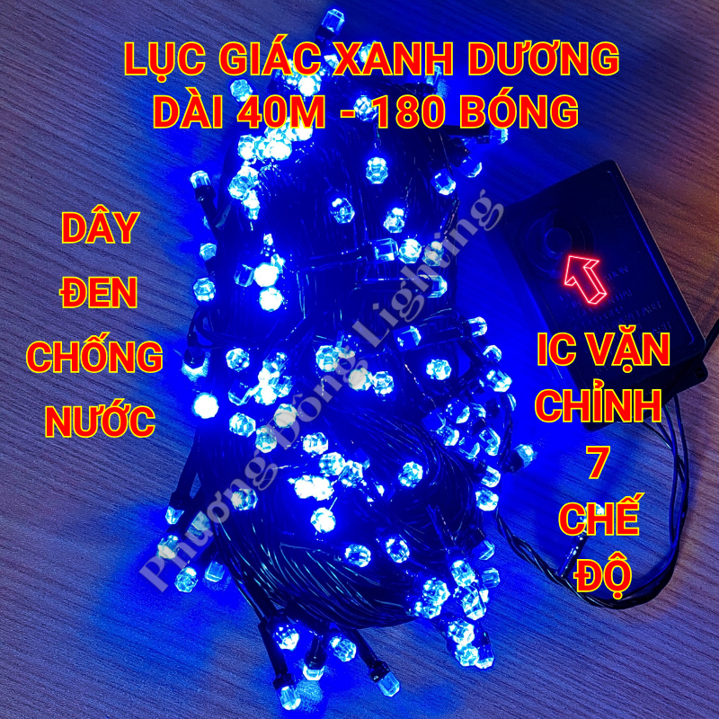 Dây đèn LED chớp Lục Giác  40m - 180 bóng Trang trí Noel - Lễ - Tết