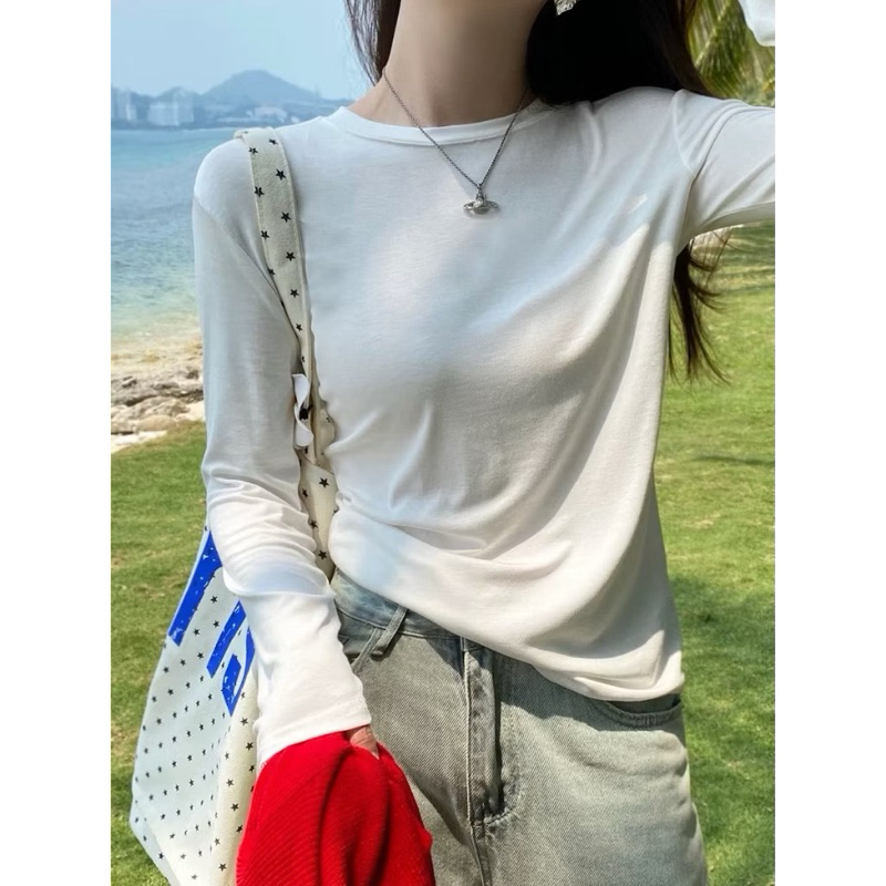 SALE LẺ SIZE ÁO Thun nữ tay dài Chất thun tăm mỏng nhẹ Thu Đông 2024 JULY FASHION, Áo thun dài tay chất len tăm mịn