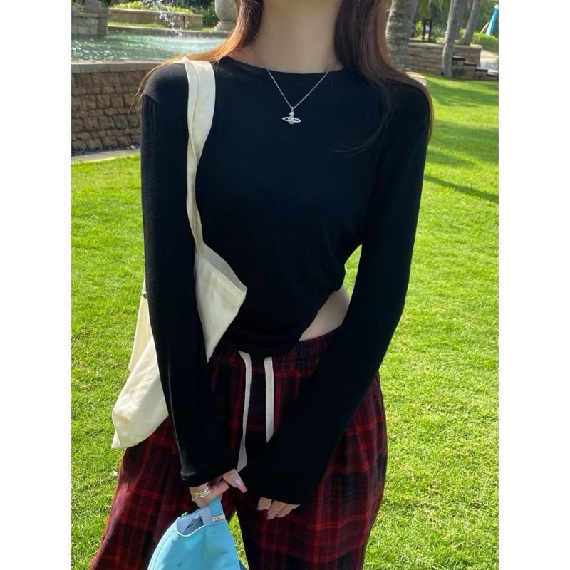 SALE LẺ SIZE ÁO Thun nữ tay dài Chất thun tăm mỏng nhẹ Thu Đông 2024 JULY FASHION, Áo thun dài tay chất len tăm mịn