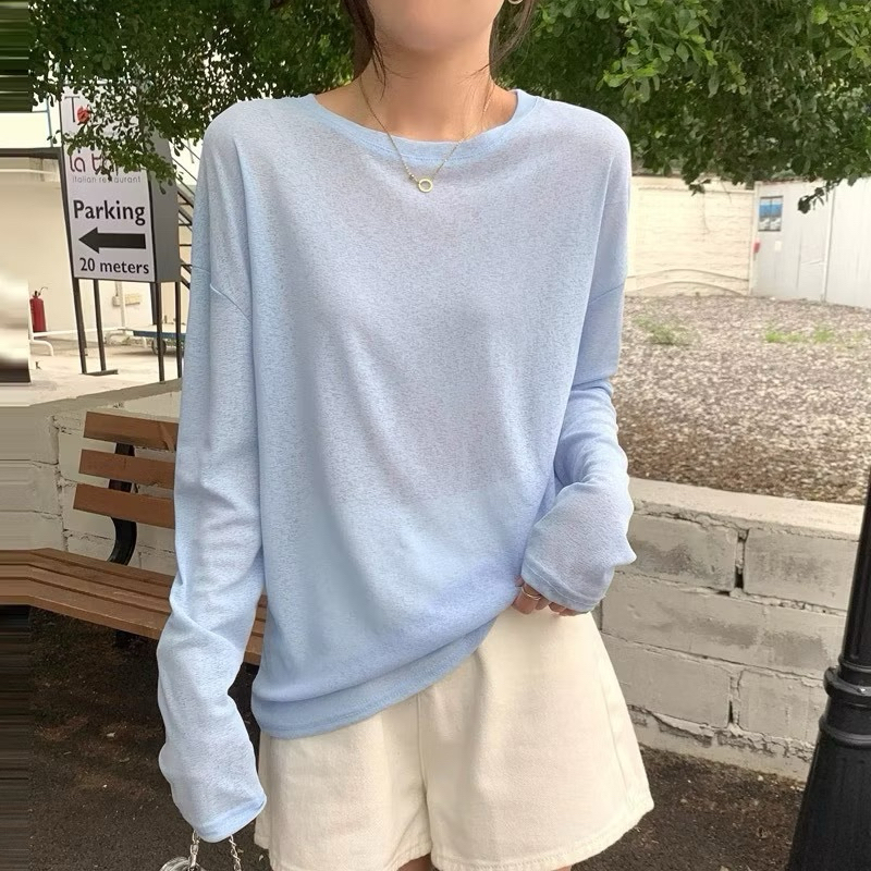 SALE LẺ SIZE ÁO Thun nữ tay dài Chất thun tăm mỏng nhẹ Thu Đông 2024 JULY FASHION, Áo thun dài tay chất len tăm mịn
