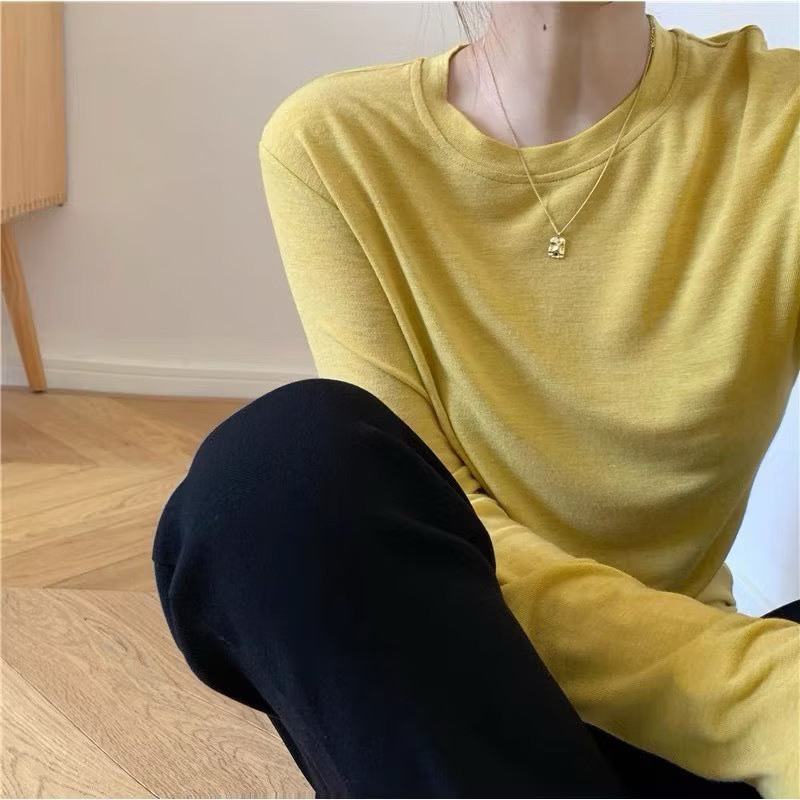 SALE LẺ SIZE ÁO Thun nữ tay dài Chất thun tăm mỏng nhẹ Thu Đông 2024 JULY FASHION, Áo thun dài tay chất len tăm mịn