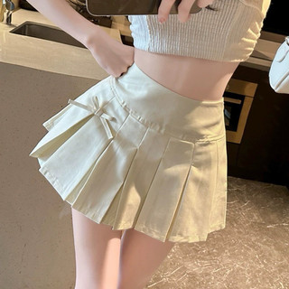 chân váy xếp ly tennis bản to đính nơ nhỏ đen trắng xám có quần bảo hộ xinh VANISA CV041