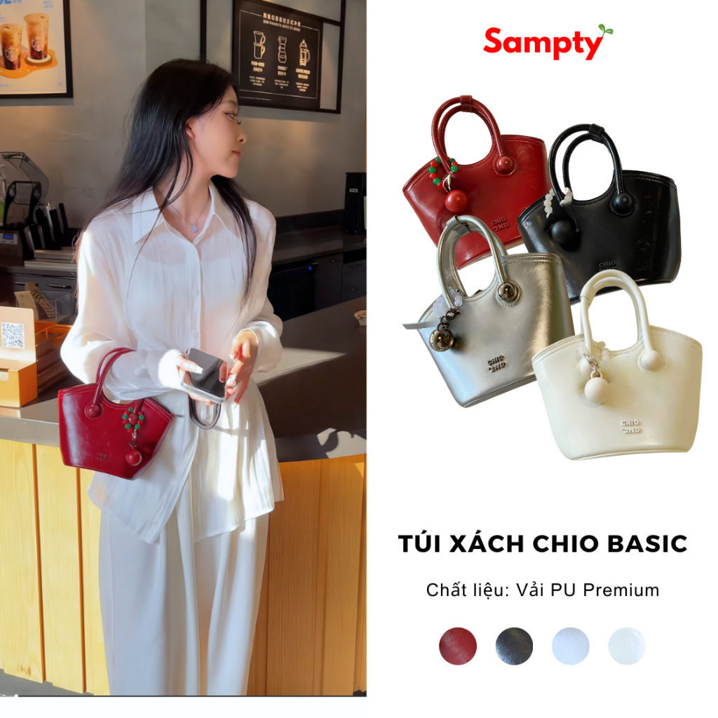Túi Xách Nữ Chio Và Jinfei Đứng Form Đeo Chéo Kèm Charm Tròn Phong Cách Hàn Quốc 𝐒𝐚𝐦𝐩𝐭𝐲