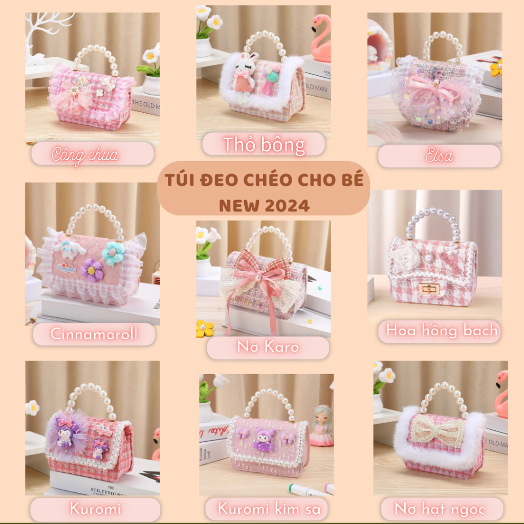 Túi Đeo Chéo Mini Vải Dạ Tweed, Quai Đeo Thời Trang Sang Chảnh - Đáng Yêu Cho Bé Gái