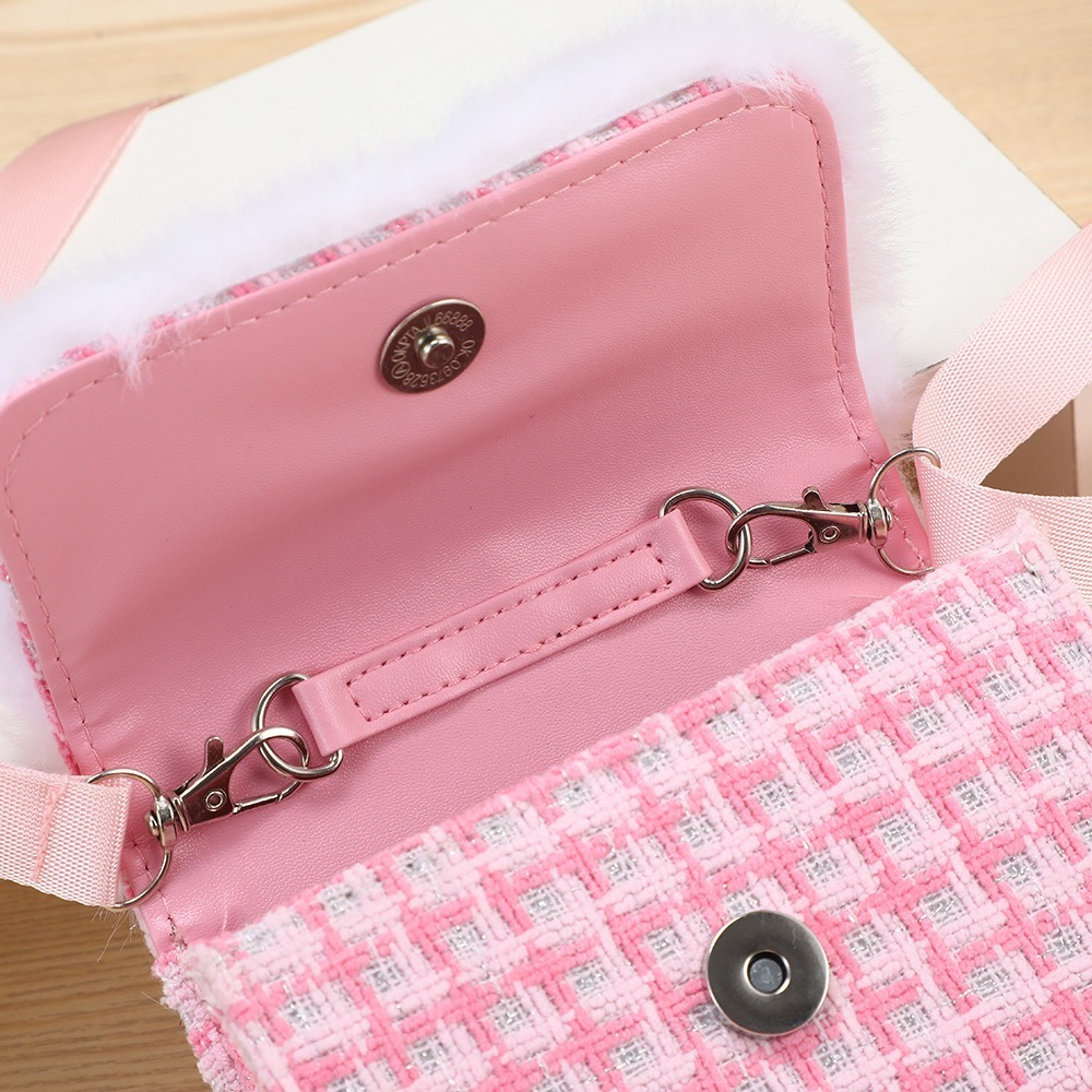 Túi Đeo Chéo Mini Vải Dạ Tweed, Quai Đeo Thời Trang Sang Chảnh - Đáng Yêu Cho Bé Gái