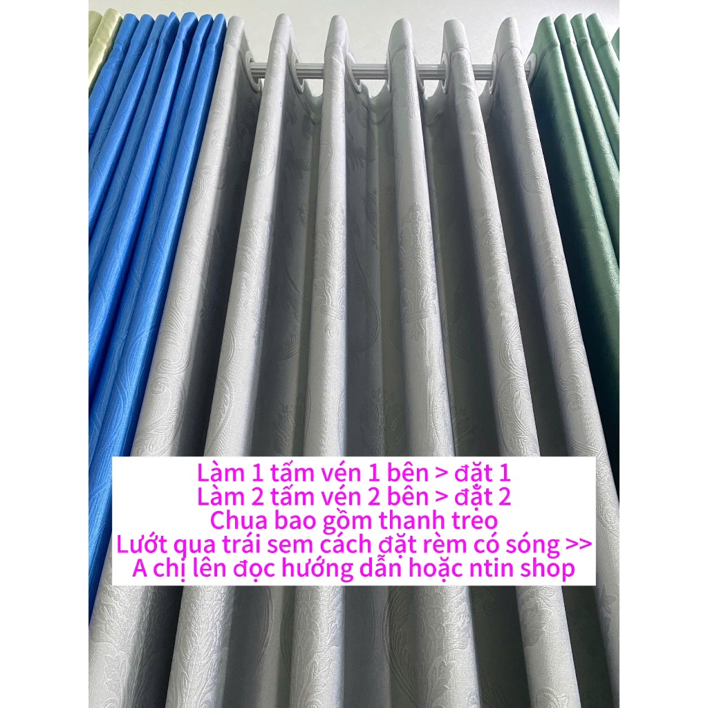 Gấm trơn màu xám bạc  - Giá của 1 tấm rèm ( chua bao gồm thanh treo , cản nắng ngăn điều hòa cản nhiệt 95%