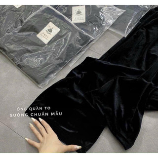 Quần nhung hàn dáng xuông cạp chun hoàn toàn basic