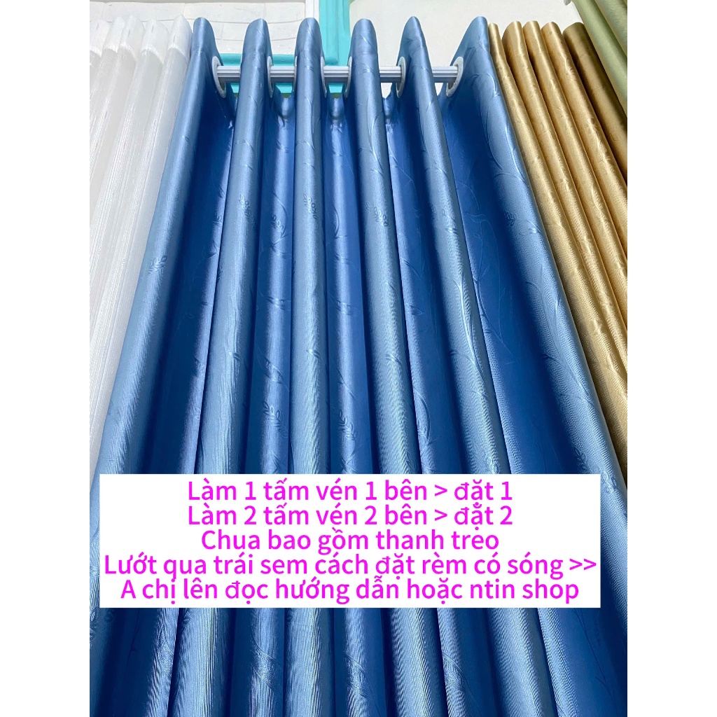 Gấm trơn màu xanh biển  - Giá của 1 tấm rèm ( chua bao gồm thanh treo , cản nắng ngăn điều hòa cản nhiệt 95%