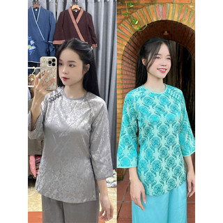 5Nút Sò Gấm 2Da Cao Cấp Nữ# Đồ Lam Đi Chùa