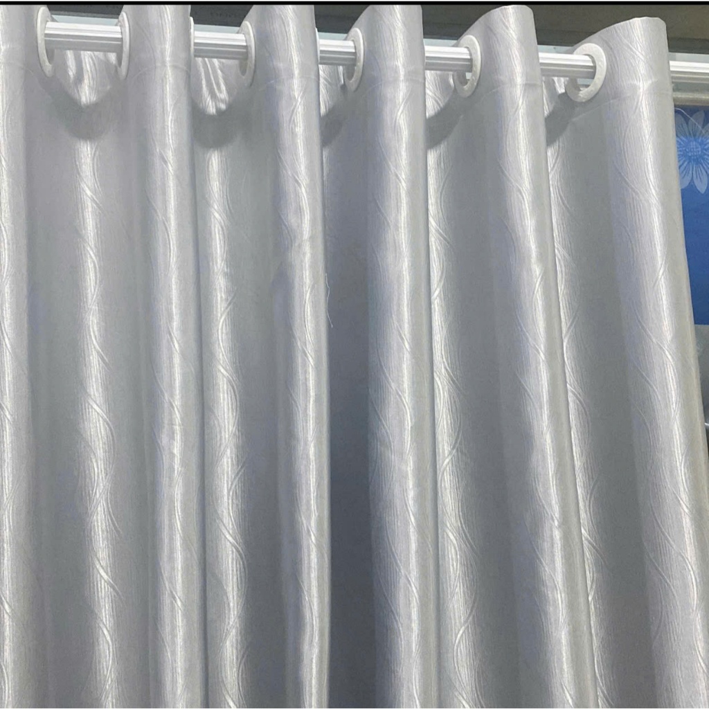 1 TẤM GẤM TRƠN MÀU XÁM TRẮNG VÂN SÓNG CHƯA CÓ CÂY TREO - TREO 1 TẤM MUA 1 TẤM _TREO 2 TẤM MUA 2 TẤM RÈM CỬA VIỆT HÀN