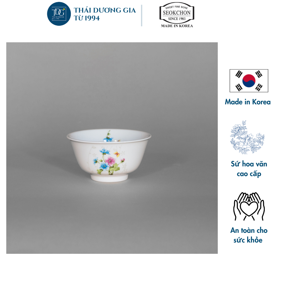 Bát chấm 9cm sứ cao cấp Hàn Quốc Seokchon - VBF-102