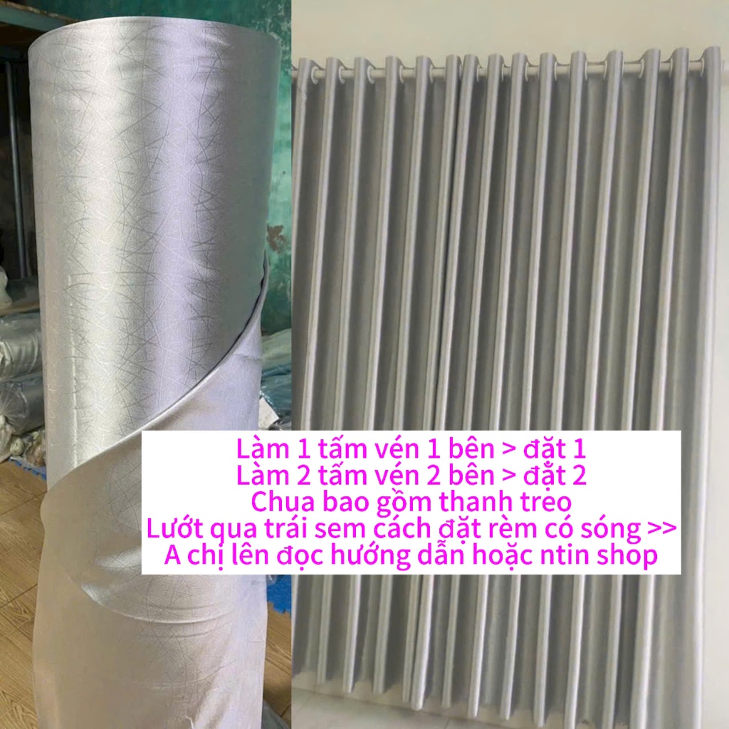 Gấm trơn màu xám trắng  - Giá của 1 tấm rèm ( chua bao gồm thanh treo , cản nắng ngăn điều hòa cản nhiệt 95%