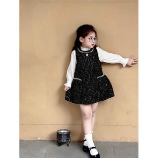 𝐀𝐩𝐫𝐢𝐥 𝐛𝐞́𝐛𝐞́ - Premium icon váy dạ tweed cao cấp màu đen sang trọng thanh lịch cho bé gái mùa đông