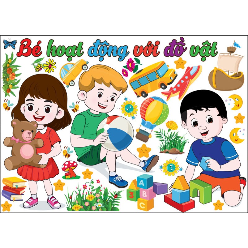 Decal mầm non cắt sẵn trang trí lớp học cho trẻ, tạo góc học tập sinh động và đẹp mắt.