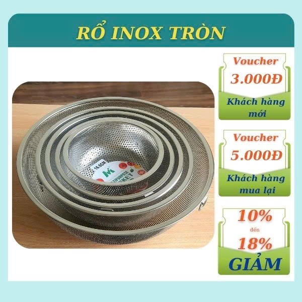 Rổ Tròn Inox Đa Năng Tiện Dụng Nhiều Kích Thước. Rổ Rá Inox Cao Cấp Dày ...