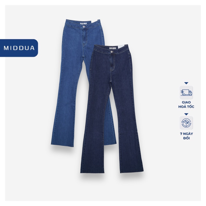 MIDDUA - JN186 Quần loe dài cạp liền lưng cao
