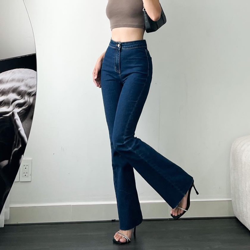 MIDDUA - JN186 Quần loe dài cạp liền lưng cao
