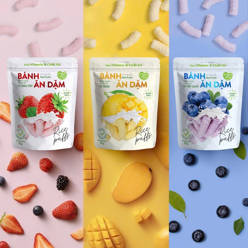 Bánh ăn dặm Mămmy cho bé từ 6 tháng vị trái cây rau củ, bánh ăn dặm hữu cơ, bổ sung vitamin