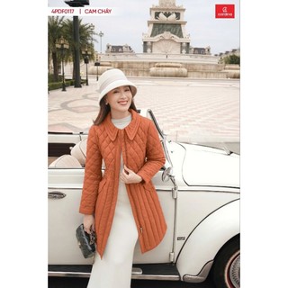 Áo phao nữ CARDINA chất liệu chần bông cao cấp siêu nhẹ kiểu dáng dài cổ bẻ có đai eo tôn dáng 4PDF01