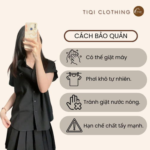 Áo Sơ Mi Nữ Tay Ngắn Gập Gấu Thêu Nơ, Sơ Mi Nữ Chất Linen Bột Mềm Mịn Form Vừa Xinh