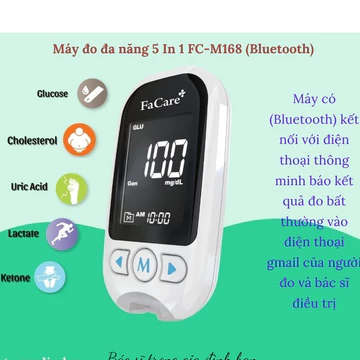 Máy đo Đường huyết, Mỡ máu, Gút 5 trong 1 Facare FC-M168 (TD-4216) bluetooth chính xác CAO, đạt chuẩn Y-Dược Hoa Kỳ