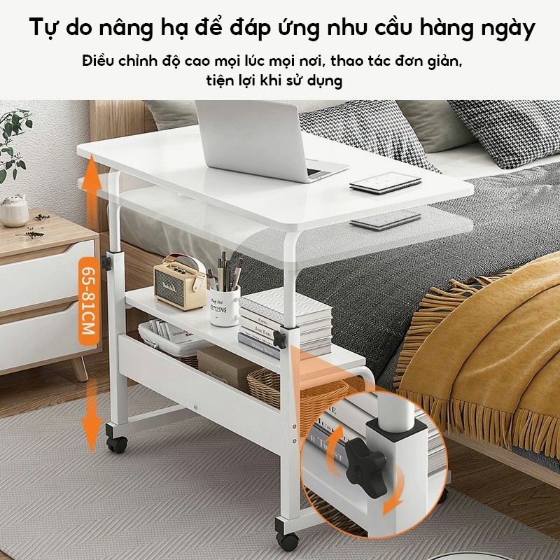 HUHU Bàn Laptop Di Động Bàn Kê Giường Có Khay Bàn Phím Điều Chỉnh Chiều Cao Bàn Làm Việc Có Bánh Xe | BigBuy360 - bigbuy360.vn