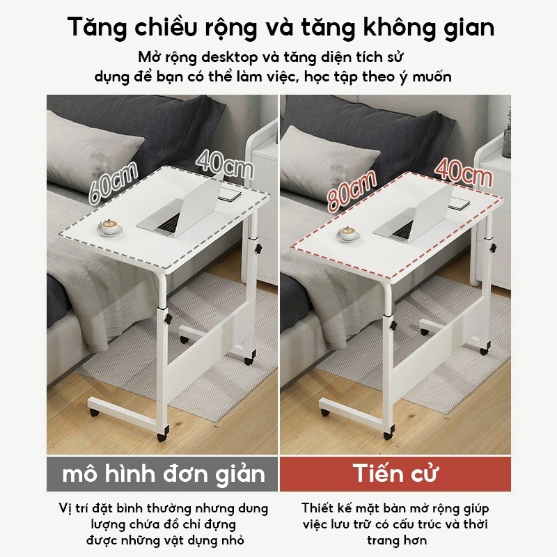 HUHU Bàn Laptop Di Động Bàn Kê Giường Có Khay Bàn Phím Điều Chỉnh Chiều Cao Bàn Làm Việc Có Bánh Xe | BigBuy360 - bigbuy360.vn