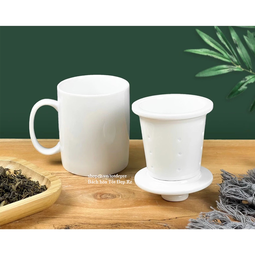 Set ly cốc lọc trà sang trọng tiện dụng gốm sứ Bát Tràng Cao cấp
